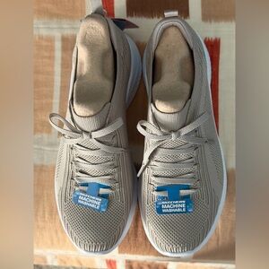 Skechers Taupe Knit Lace-Up Sneakers